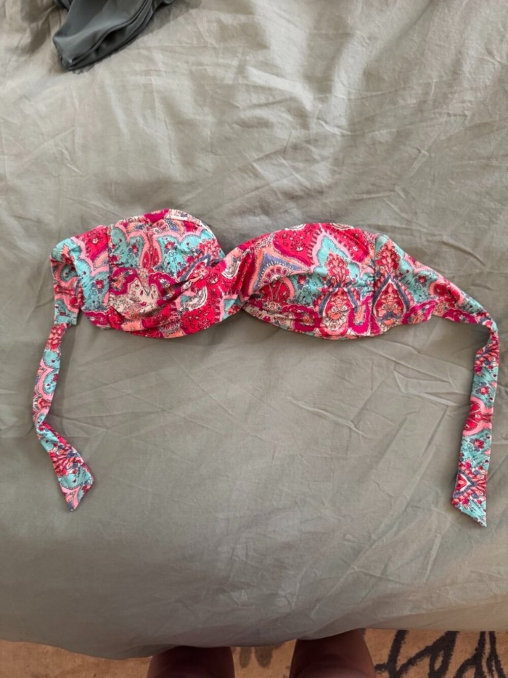 Paisley Bandeau Twist Bikini Top
